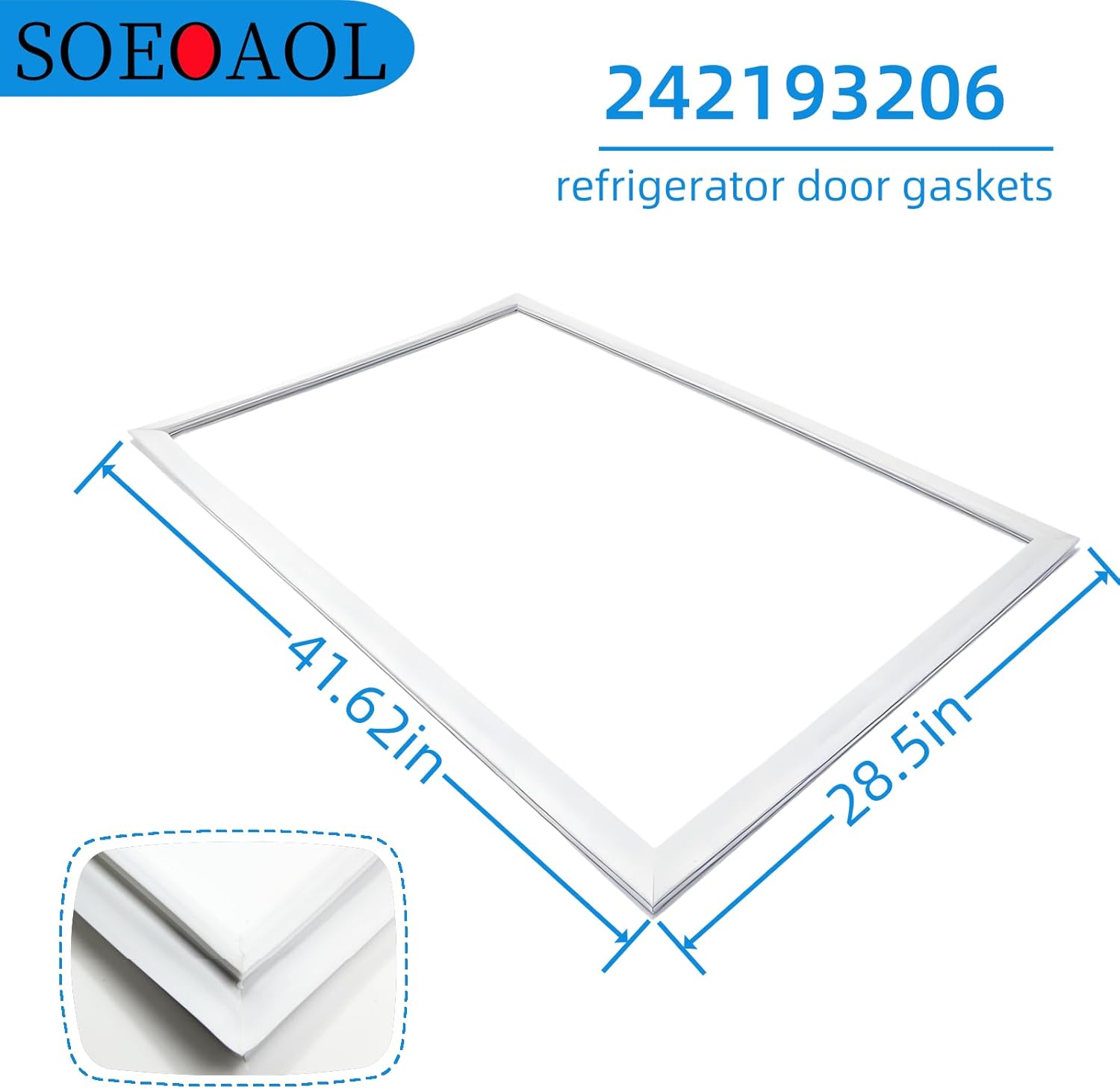 Upgraded 242193206 Refrigerator Door Gasket, compatible with Kenmore Frigidaire Crosley Westinghouse refrigerator door seal replacement, Replacement for AP5806733.【white】, with a 2-year warranty.